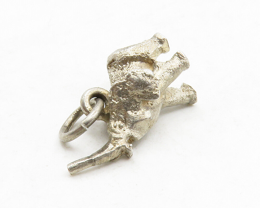 925 Sterling Silver  Vintage Petite Sculpted Elephant Animal Pendant  PT10616