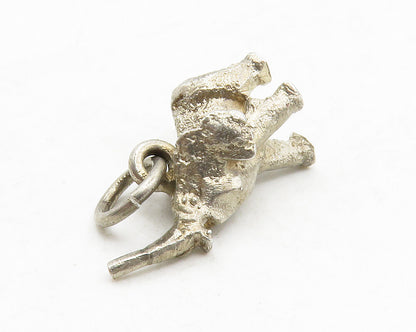 925 Sterling Silver  Vintage Petite Sculpted Elephant Animal Pendant  PT10616