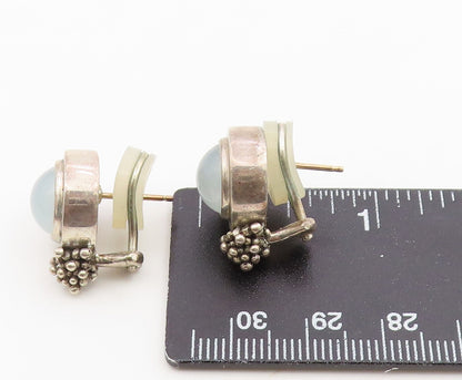 925 Sterling Silver Vintage Earrings MICHAEL DAWKINS Chalcedony Beads  EG14491