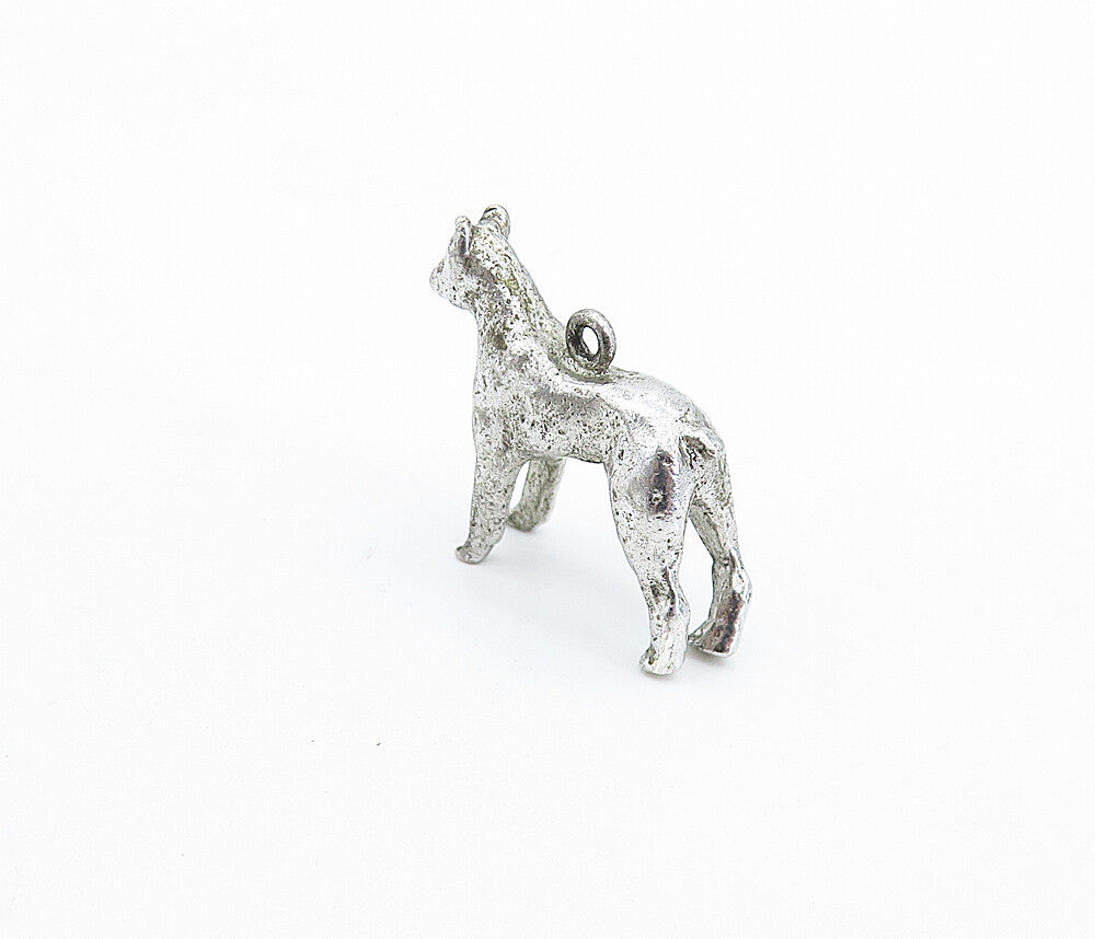 925 Sterling Silver Vintage Petite Sculpted Standing Dog Pendant PT4254
