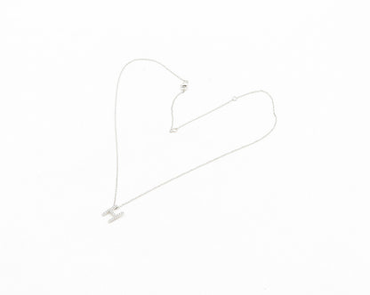 925 Sterling Silver  Shiny Cubic Zirconia H Initial Chain Necklace  NE3136
