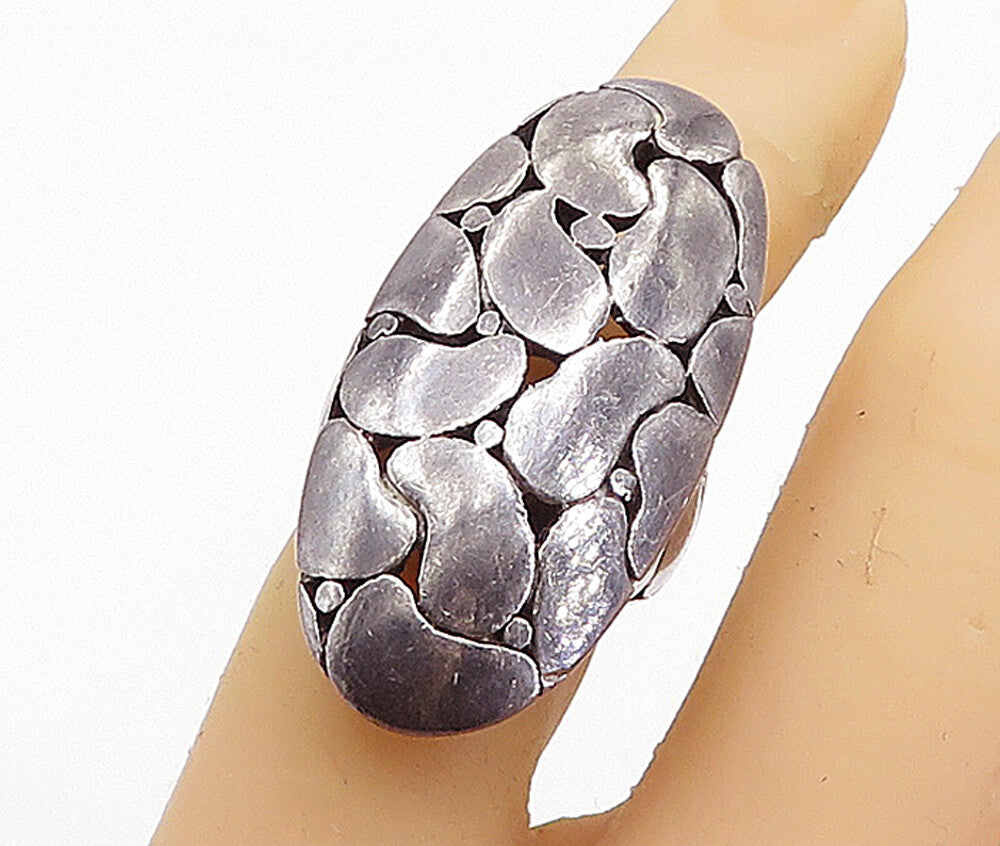 925 Sterling Silver  Vintage Dark Tone Oval Dome Cocktail Ring Sz 6  RG6105