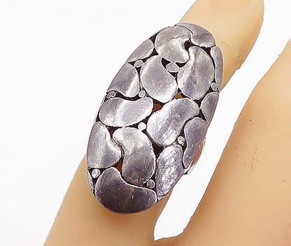925 Sterling Silver  Vintage Dark Tone Oval Dome Cocktail Ring Sz 6  RG6105