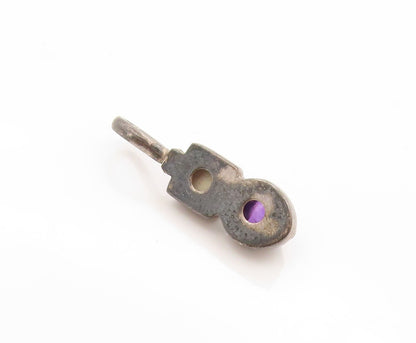 925 Sterling Silver Vintage Pendant Amethyst & Moonstone Bezel Set Charm PT25036