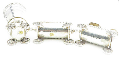 ISRAEL 925 Sterling Silver  Vintage Shiny Jewish Train Havdalah Set  TR1475