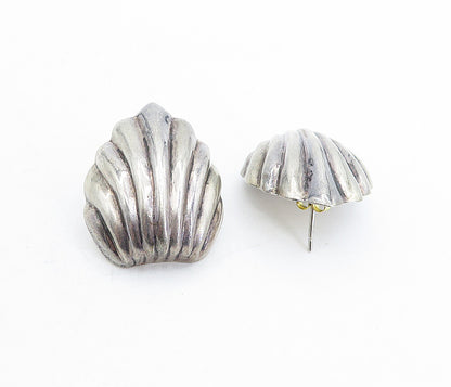 925 Sterling Silver  Vintage Dark Tone Hollow Fluted Drop Earrings  EG2611