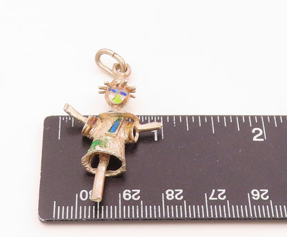 925 Sterling Silver  Vintage Enamel Detail Scarecrow Motif Pendant  PT17059