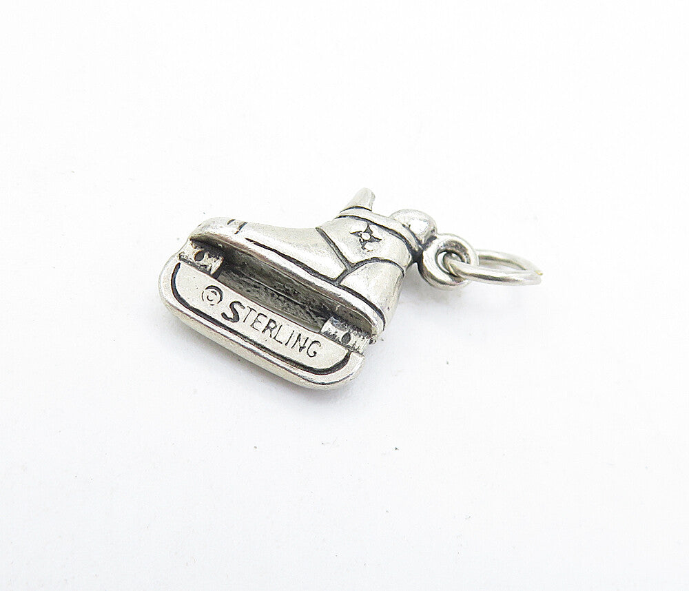 925 Sterling Silver  Vintage Petite Dark Tone Ice Skate Motif Pendant  PT4356