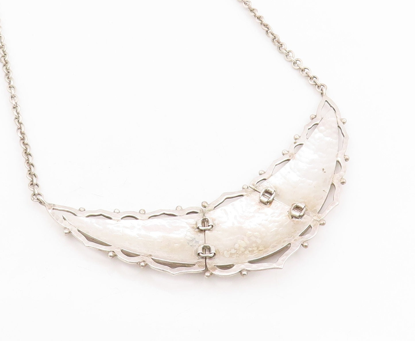 925 Sterling Silver Vintage Necklace LOIS HILL Intricate Scrollwork Chain NE4750