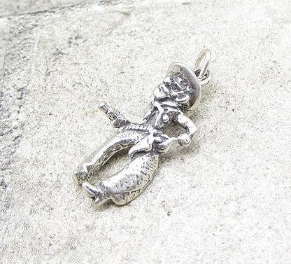 925 Sterling Silver  Vintage Cowboy 3D Charm Pendant  PT1078