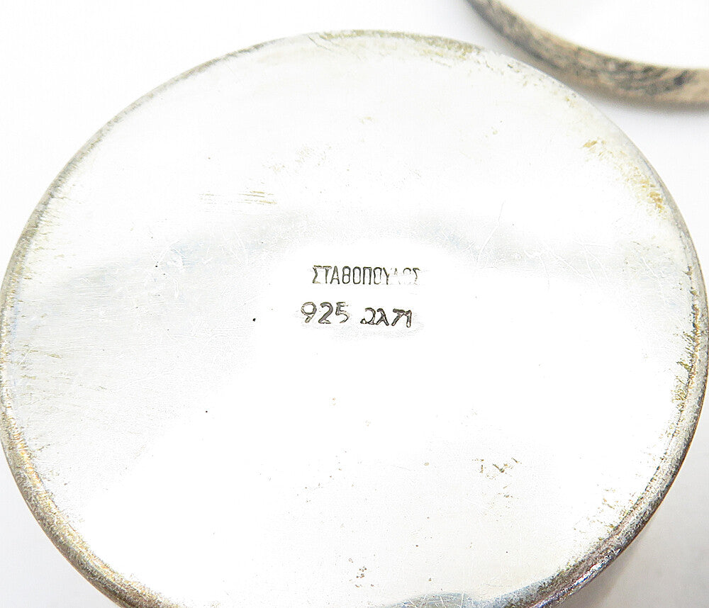 RUSSIA 925 Silver  Vintage 2 Pcs Etched Round Pill Box Set (OPENS)  TR1064