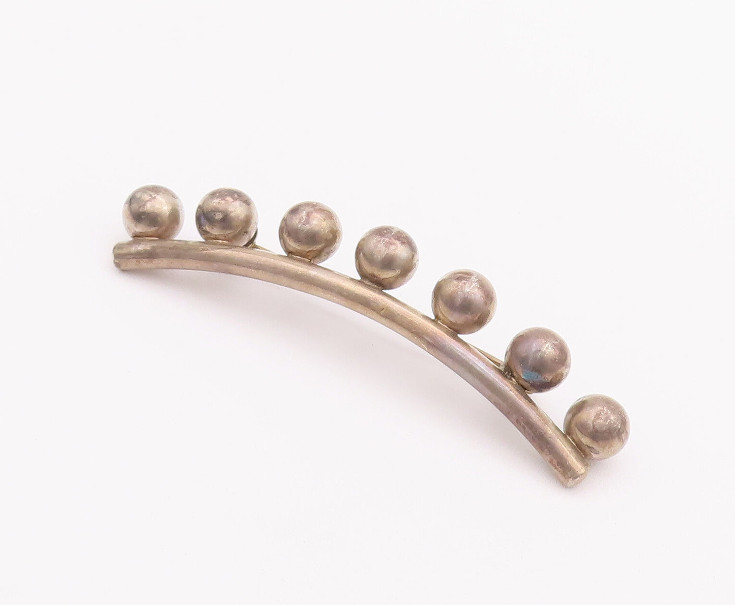925 Sterling Silver Vintage Brooch Pin Solid Carved Beads & Stick  BP10756