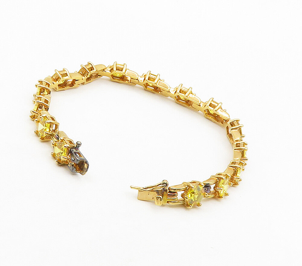 ROSS SIMON 925 Silver  Hexagon Topaz Shiny Gold Plated Chain Bracelet  BT6241