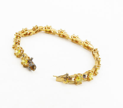 ROSS SIMON 925 Silver  Hexagon Topaz Shiny Gold Plated Chain Bracelet  BT6241
