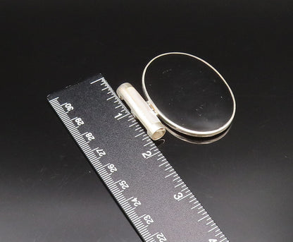 925 Sterling Silver  Vintage Oval Black Onyx With Bar Bail Pendant  PT21918