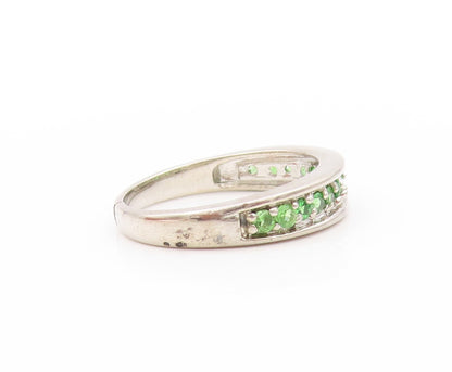 925 Sterling Silver Vintage Ring Minimalist Round Peridot Band  Sz 6  RG32931