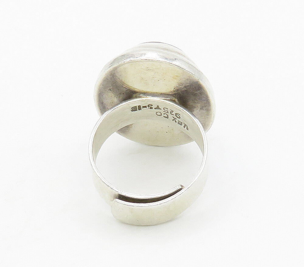 MEXICO 925 Sterling Silver  Vintage Black Onyx Cocktail Ring Sz 8  RG15643