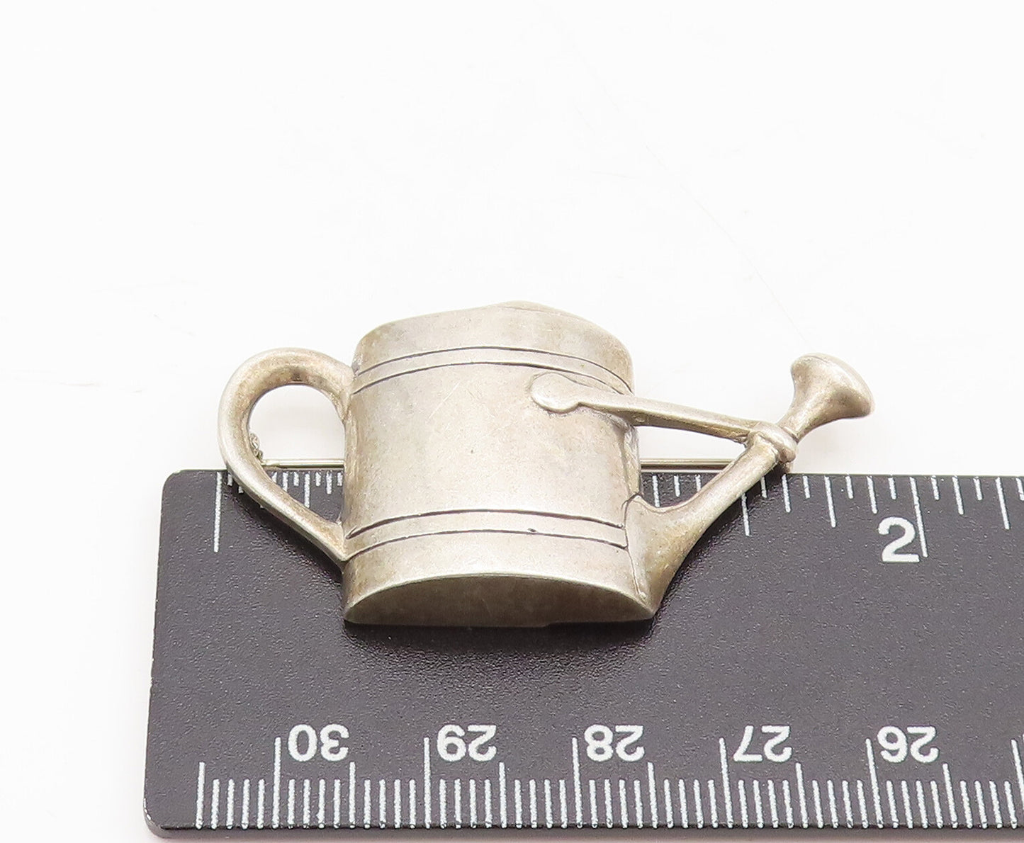 HAND & HAMMER 925 Silver  Vintage Plant Watering Can Solid Brooch Pin  BP10476