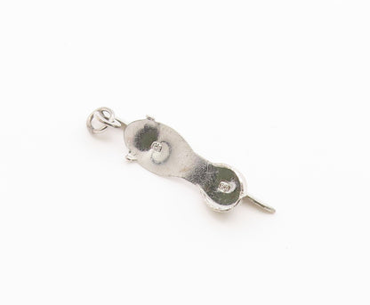 925 Sterling Silver  Vintage Sculpted Skiing Snowboard Pendant  PT20684