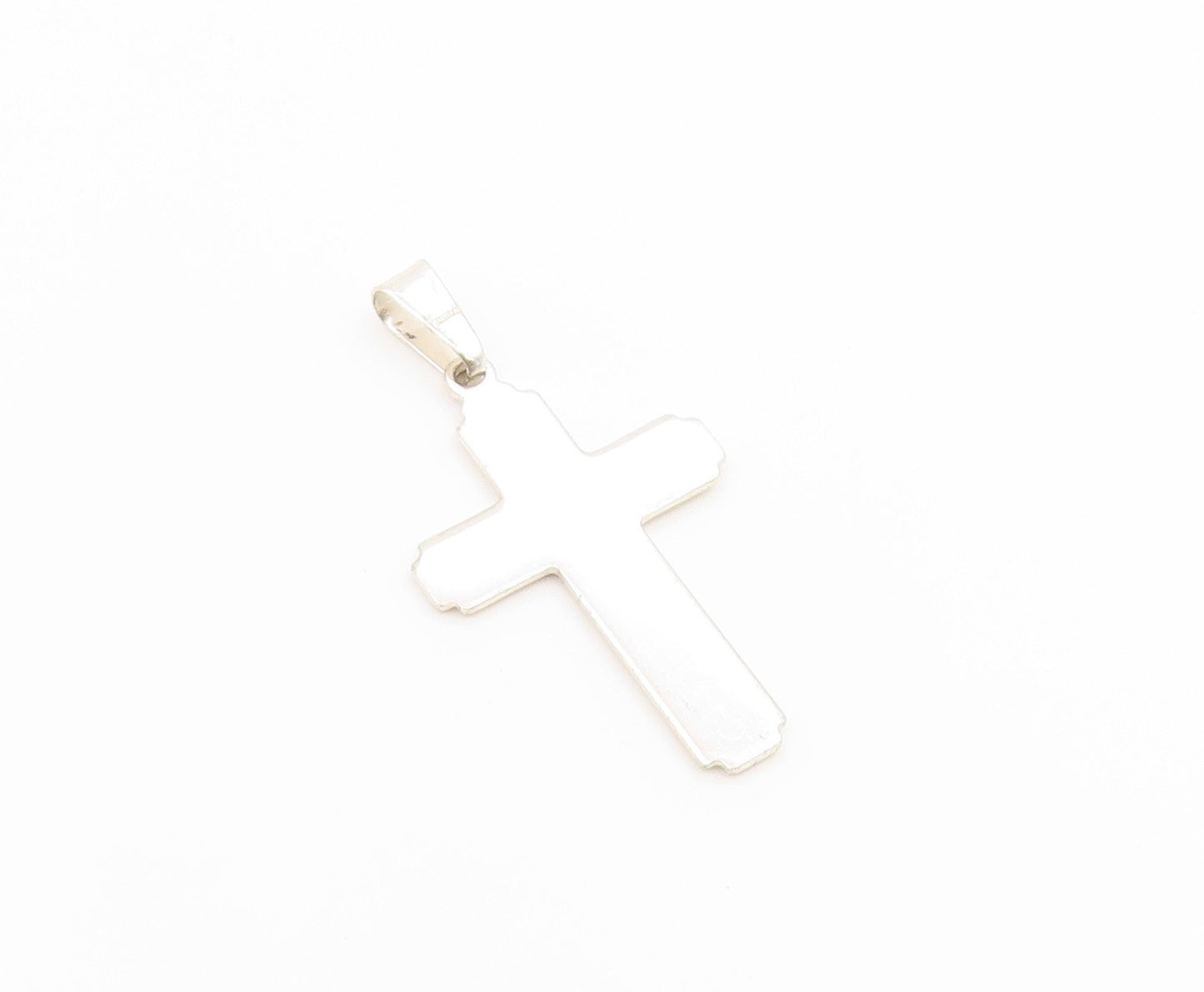 925 Sterling Silver Vintage Pendant Minimalist Double Layer Latin Cross  PT26586