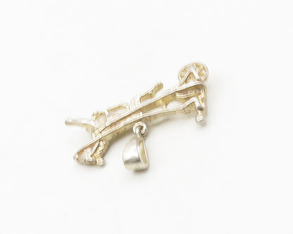 925 Sterling Silver  Vintage Shiny Galloping Horse & Carriage Pendant  PT14727