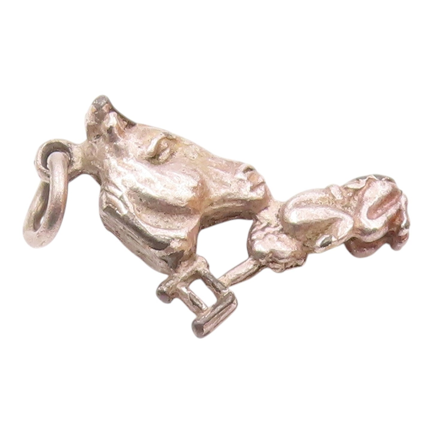 925 Sterling Silver  Vintage Shiny Petite Horse's Head Pendant  PT16717