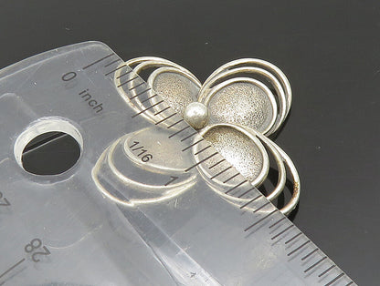 BEAU 925 Sterling Silver  Vintage Textured Open Floral Brooch Pin  BP9440
