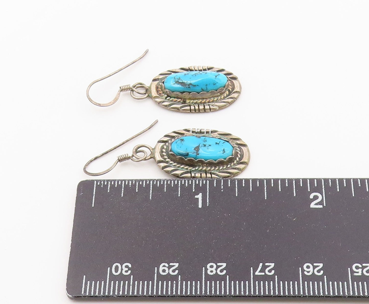 925 Sterling Silver Vintage Earrings DONALD DOUGLAS NAVAJO Turquoise  EG14428