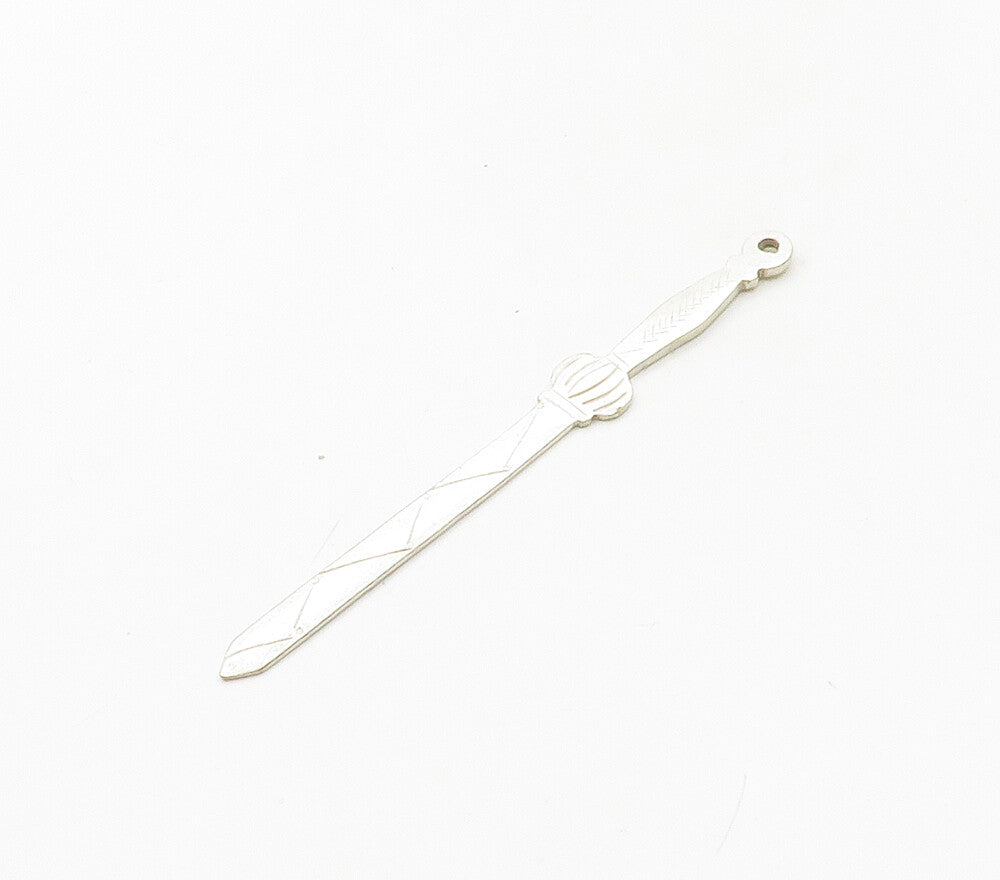 925 Sterling Silver  Vintage Petite Etched Detail Sword Motif Pendant  PT12837