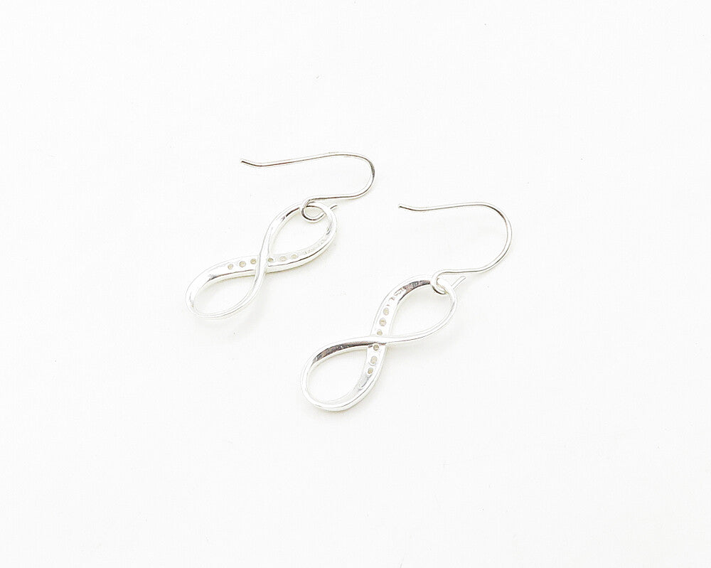 925 LA Sterling Silver  Shiny Topaz Infinity Figure 8 Dangle Earrings  EG8999