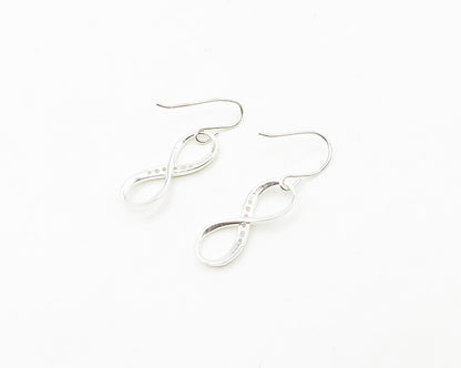 925 LA Sterling Silver  Shiny Topaz Infinity Figure 8 Dangle Earrings  EG8999