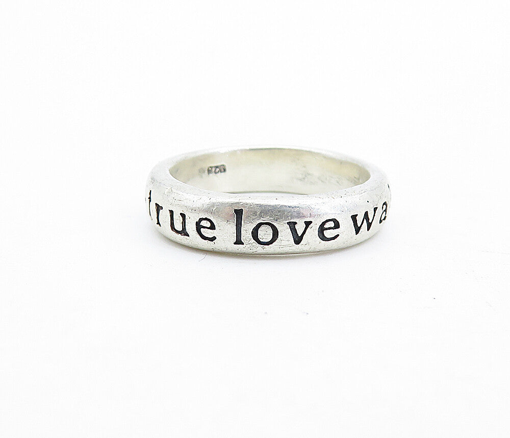 925 Sterling Silver  Vintage True Love Waits Stamped Purity Ring Sz 7.5 RG4564
