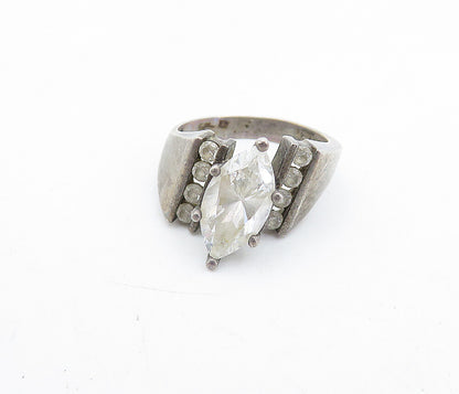 KOREA 925 Sterling Silver  Vintage Topaz Solitaire Accent Ring Sz 5  RG5852