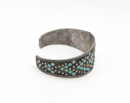 925 Sterling Silver  Vintage Antique Turquoise Ornate Cuff Bracelet  BT7500