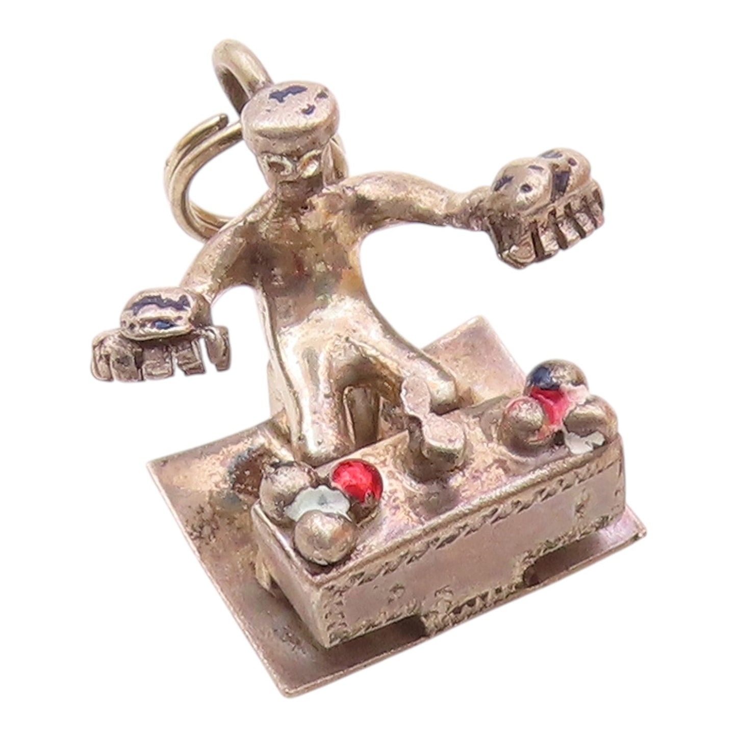 925 Sterling Silver  Vintage Person Sitting At Desk Pendant  PT18654