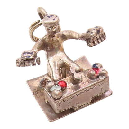 925 Sterling Silver  Vintage Person Sitting At Desk Pendant  PT18654