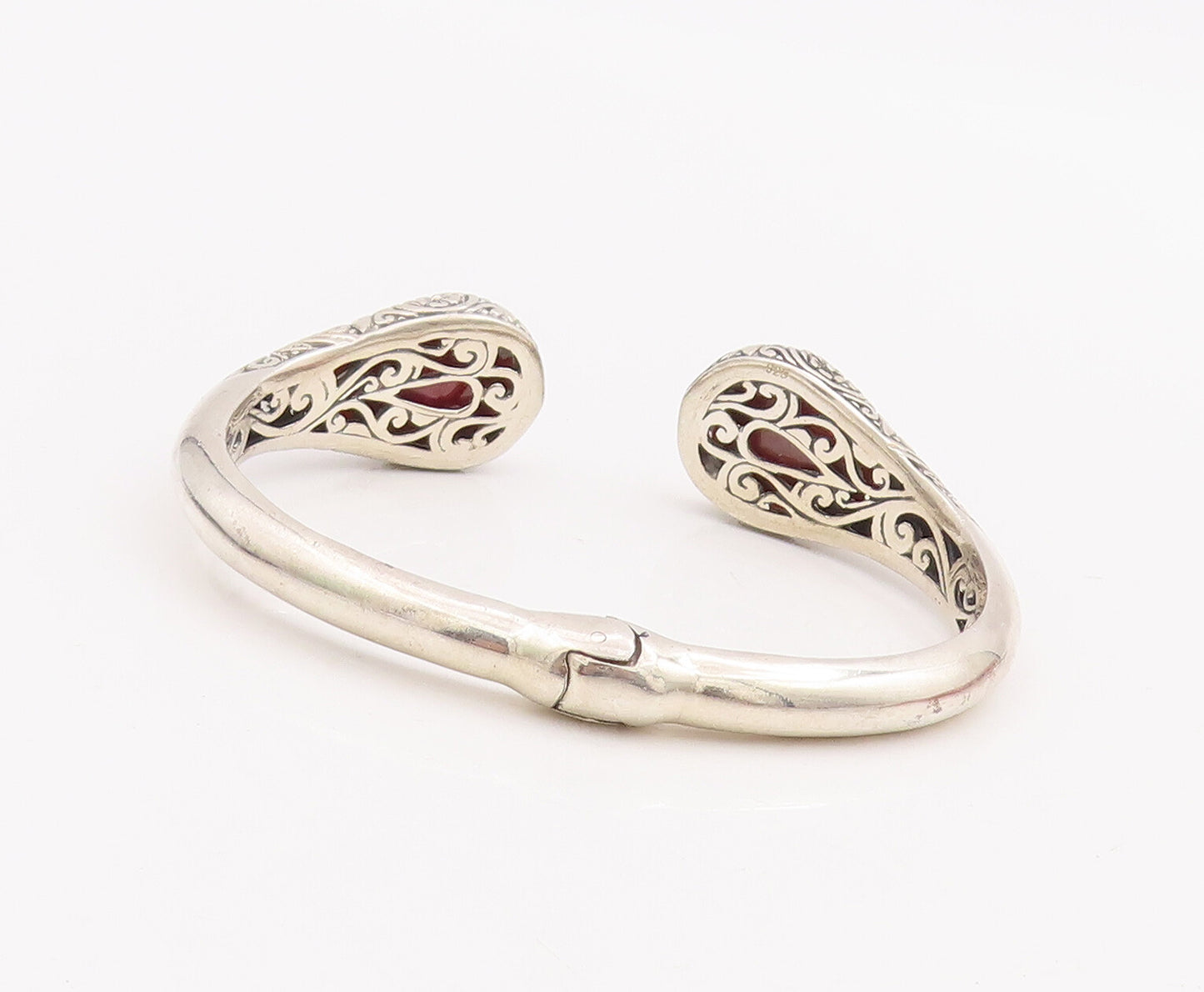 925 Sterling Silver Vintage Bracelet Drop Cut Gemstone Hinged Cuff  BT10584