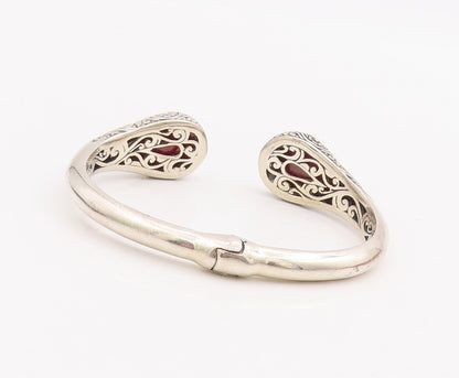 925 Sterling Silver Vintage Bracelet Drop Cut Gemstone Hinged Cuff  BT10584