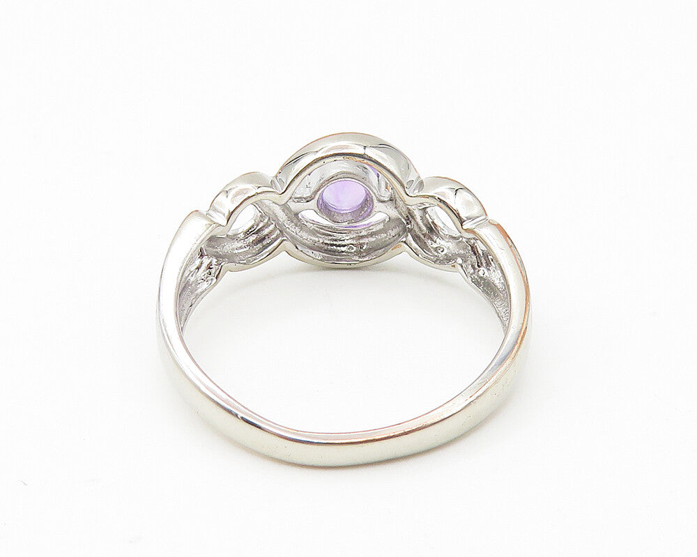 925 Sterling Silver  Shiny Petite Amethyst Infinity Band Ring Sz 7  RG10847