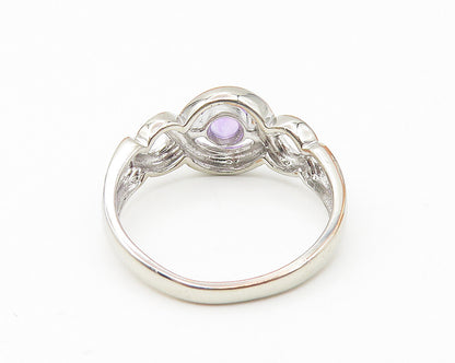 925 Sterling Silver  Shiny Petite Amethyst Infinity Band Ring Sz 7  RG10847