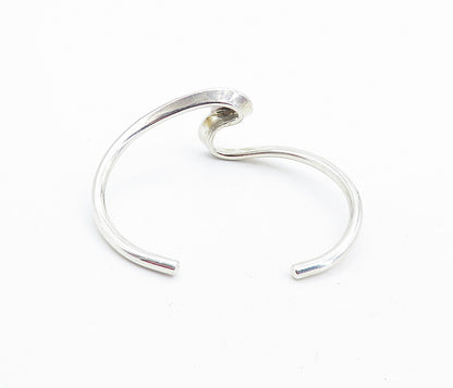 MEXICO 925 Sterling Silver  Vintage Blue Cat's Eye Topaz Cuff Bracelet  BT2751