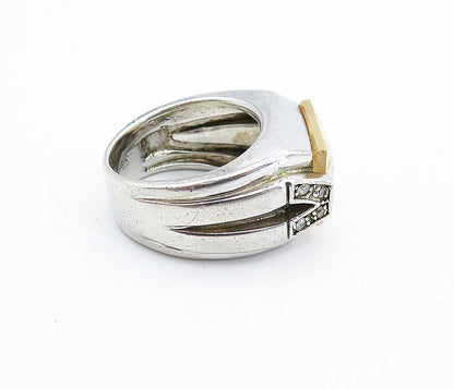925 Sterling Silver  Peach Colored Topaz Square Cocktail Ring Sz 5.5  RG6233