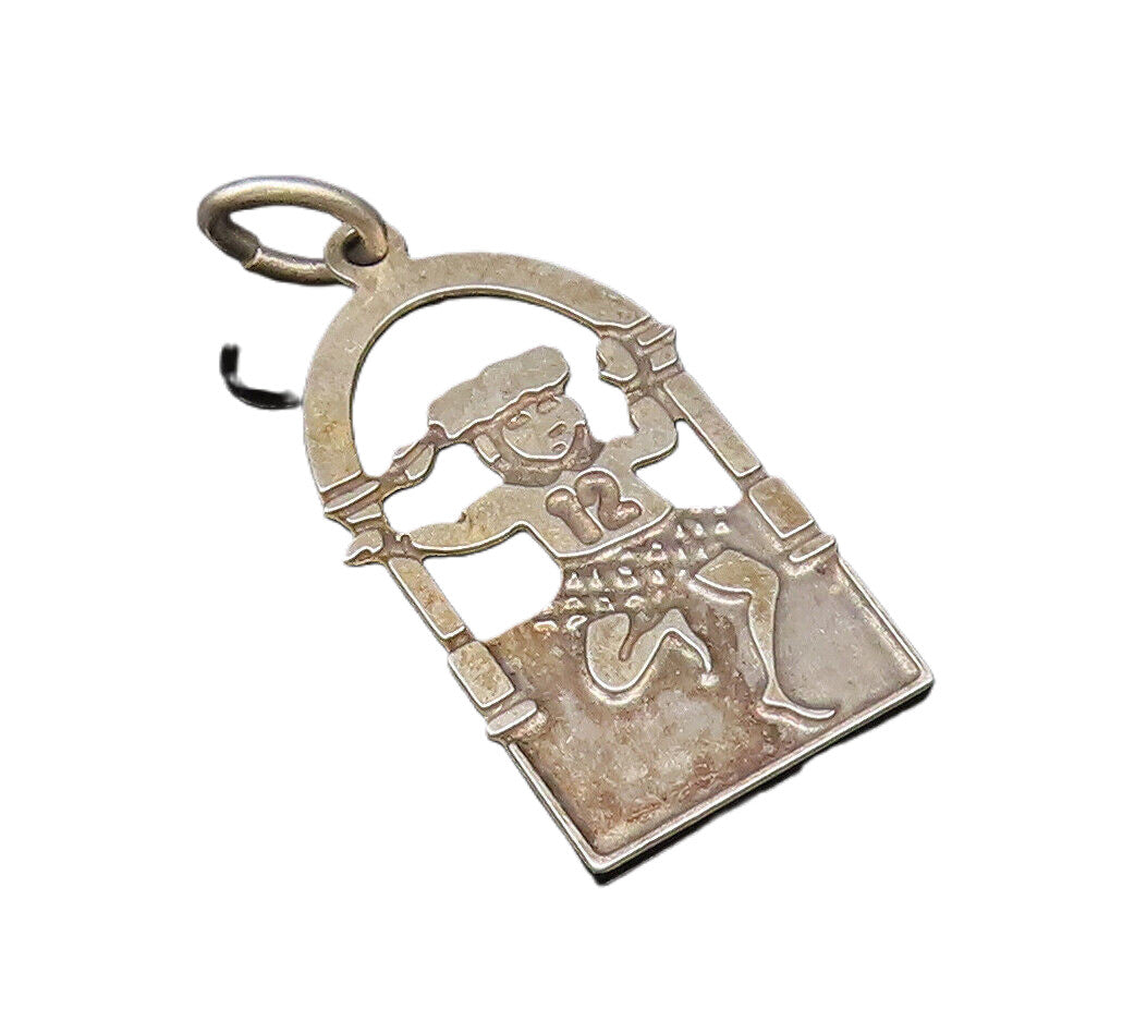 925 Sterling Silver  Vintage Carved Dancer With Number 12 Pendant  PT21741