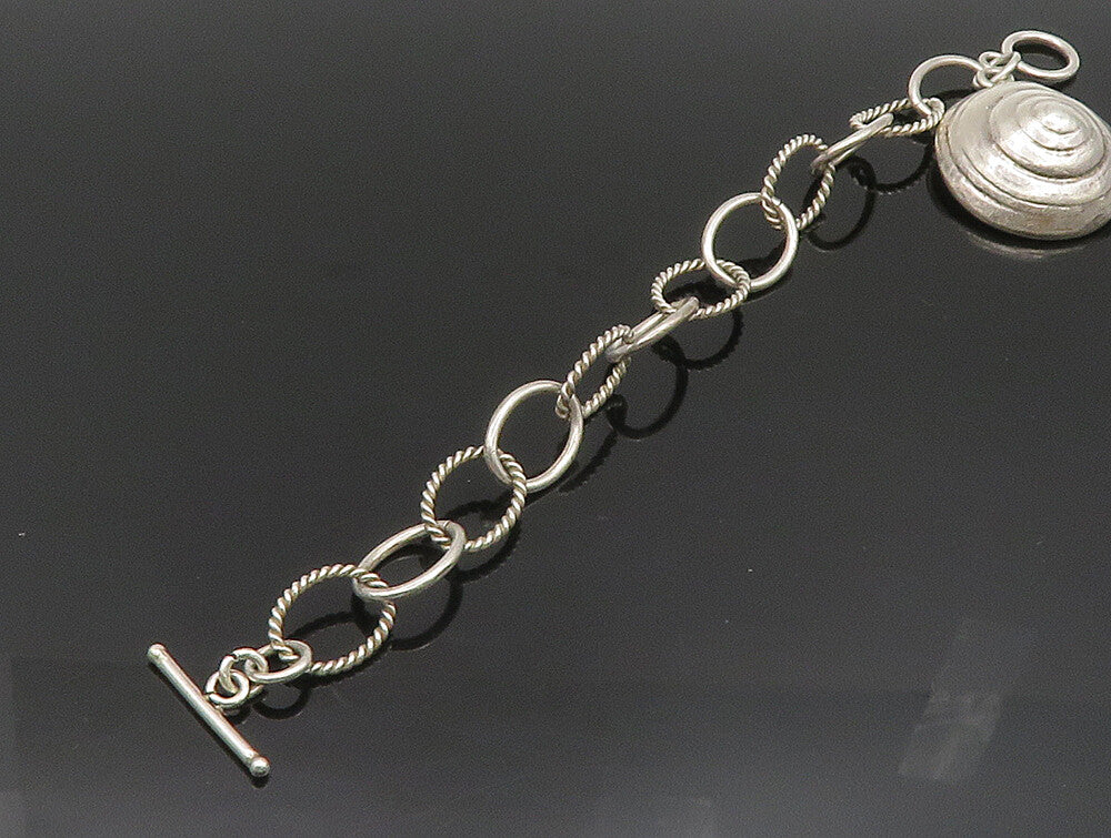 925 Silver  Vintage Hollow Spiral Pendant Open Circle Link Bracelet  BT9382