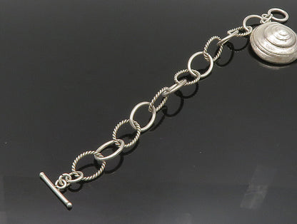 925 Silver  Vintage Hollow Spiral Pendant Open Circle Link Bracelet  BT9382
