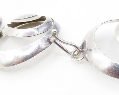 925 Sterling Silver  Vintage Shiny Cutout Dome Link Chain Necklace  NE1873