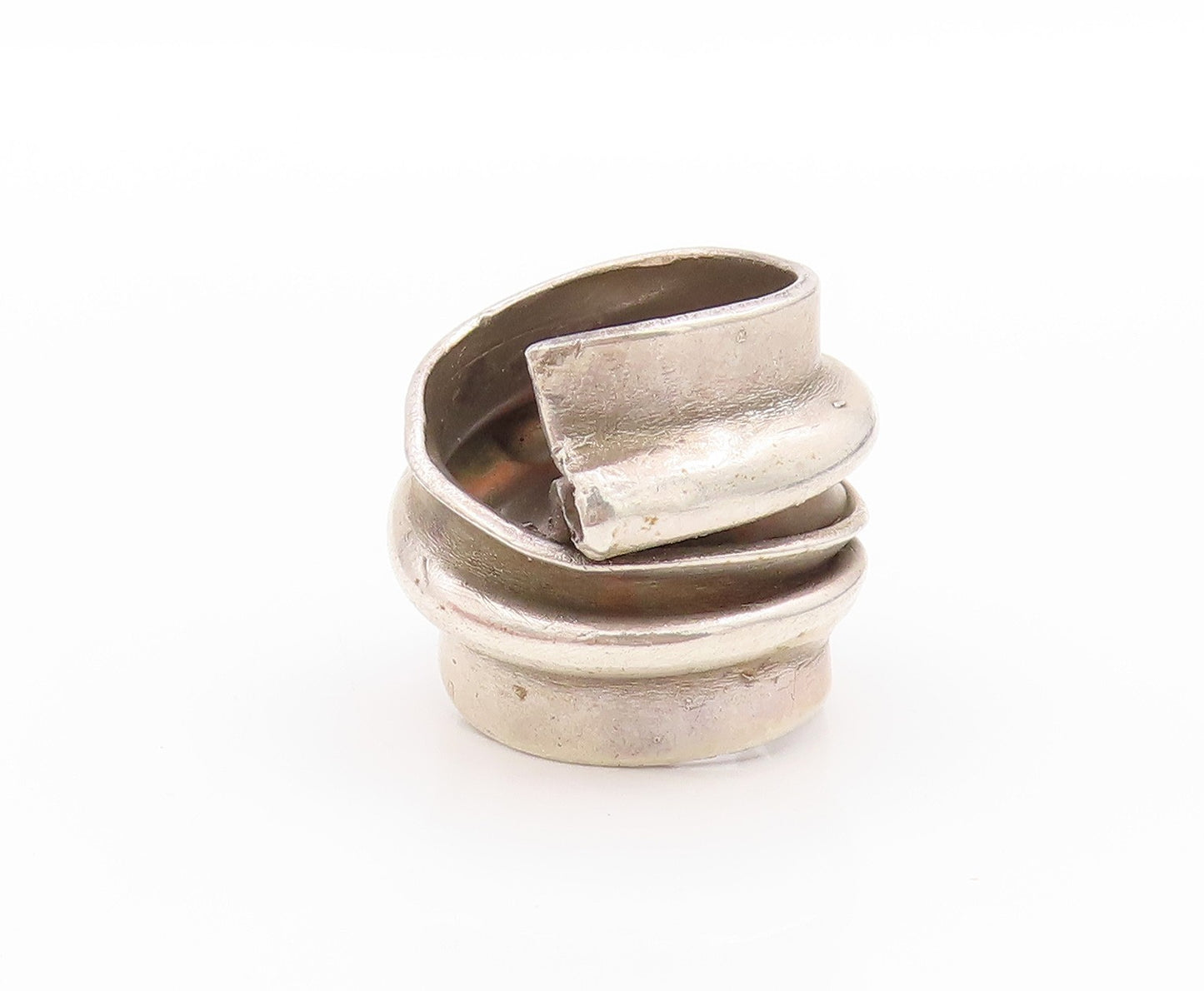 925 Sterling Silver Vintage Ring Solid Twisted Ripple Wavy Band  Sz 6.5  RG33470