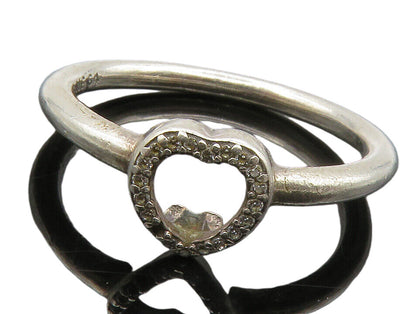 PANDORA 925 Silver  Vintage Topaz Open Love Heart Band Ring Sz 7  RG13227