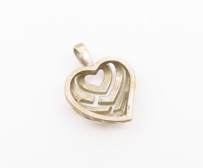 925 Sterling Silver  Vintage Shiny Diamond Cut Love Heart Pendant  PT15804