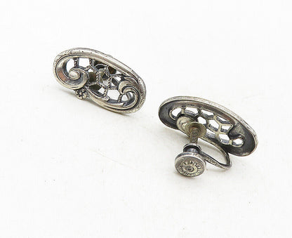 DANECRAFT 925 Silver  Vintage Petite Floral Swirl Non Pierce Earrings  EG4992